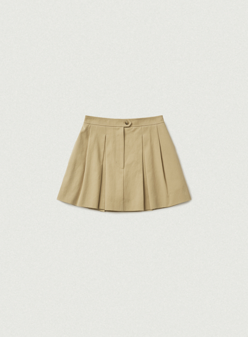 Wael Pleats Mini Skirt_Beige