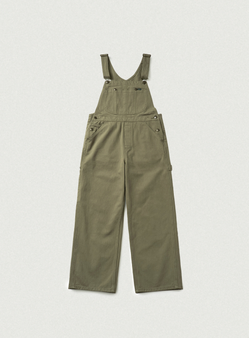 Leaf Herringbone Cotton Overall_Khaki