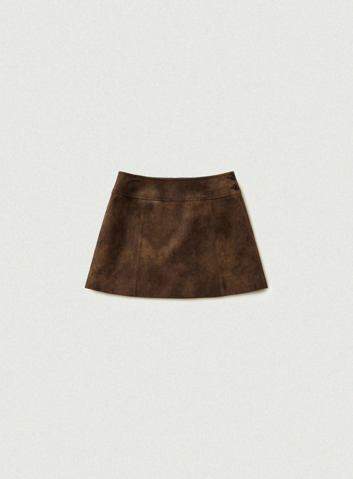 Harri Suede Mini Skirt_Brown