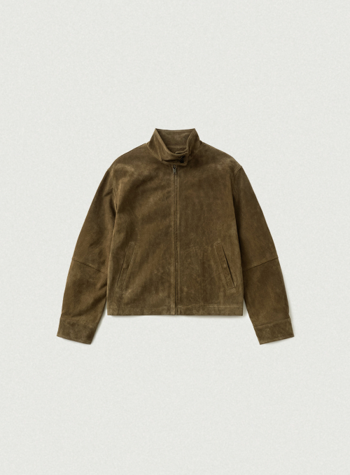 Caven Suede Biker Jacket_Khaki