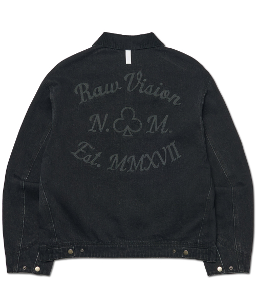 노매뉴얼 WASHED DENIM WORK JACKET - BLACK
