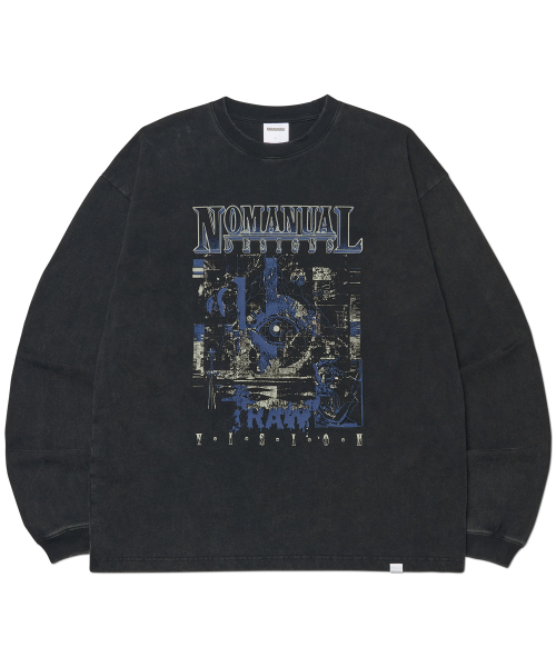 RAW VISION GRAPHIC LONG SLEEVE TEE - WASHED BLACK