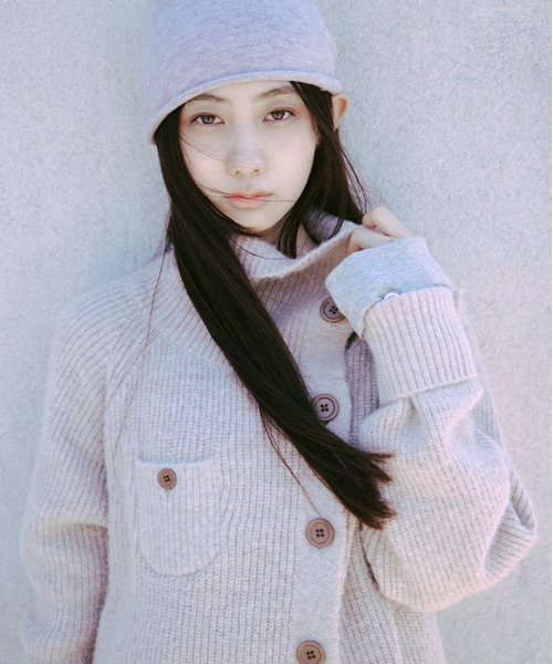 Side Button Knit Cardigan (Beige)