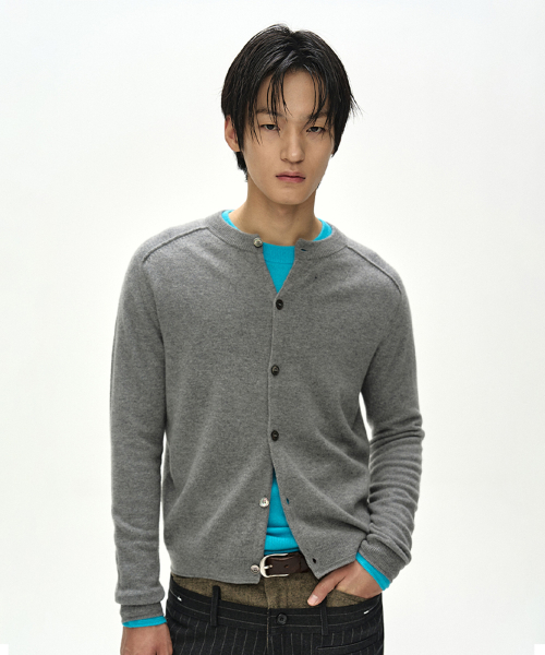 SHANE CASHMERE CREW-NECK CARDIGAN (GREY)