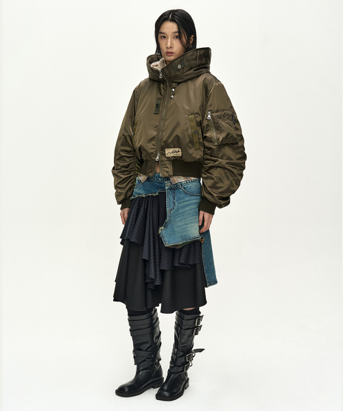UNISEX FLARE COLLAR MA-1 PARKA (KHAKI BROWN)