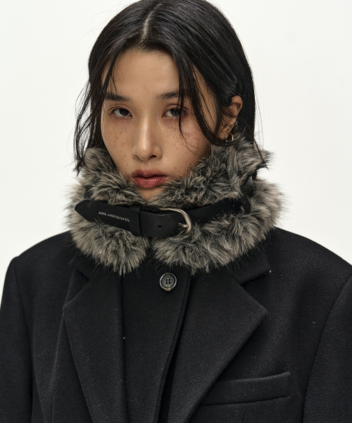 BELTED FUR SHORT MUFFLER (GREY)