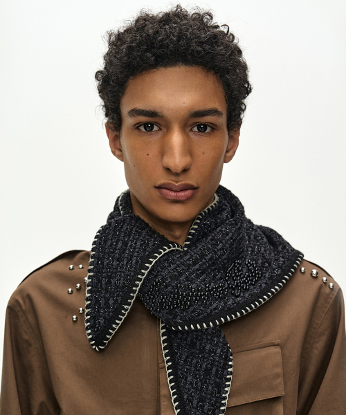 UNISEX KINT NECK SCARF (BLACK TWEED)