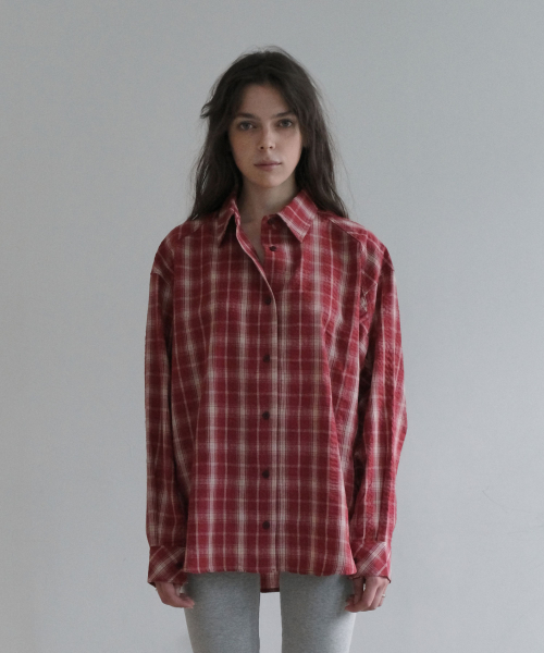 CHECK OVERFIT SHIRTS [RED]