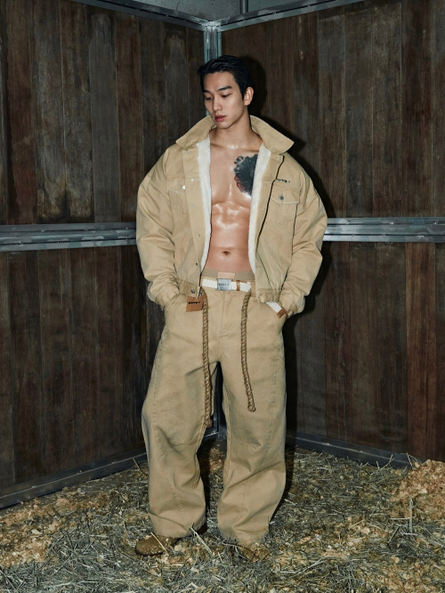 아웃오브 Khaki Denim Reversible Fleece Jacket
