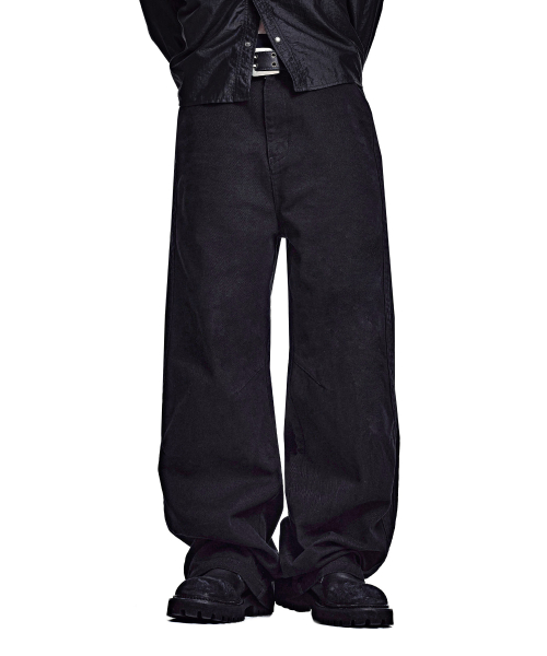 [옷미새 미홀 콜라보]Washed Panel Wide Pants [BLACK]_SEPT091BLACK
