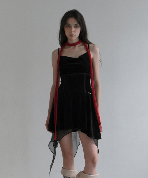 LACE MIXED DRESS [BLACK]