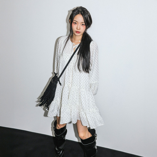 던드롭 DD_Polka dot tiered dress