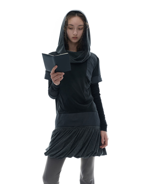 Double-Layered Long Sleeve Top / Black