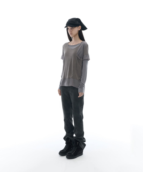 오호스(OJOS) Double-Layered Long Sleeve Top / Grey - 사이즈 & 후기