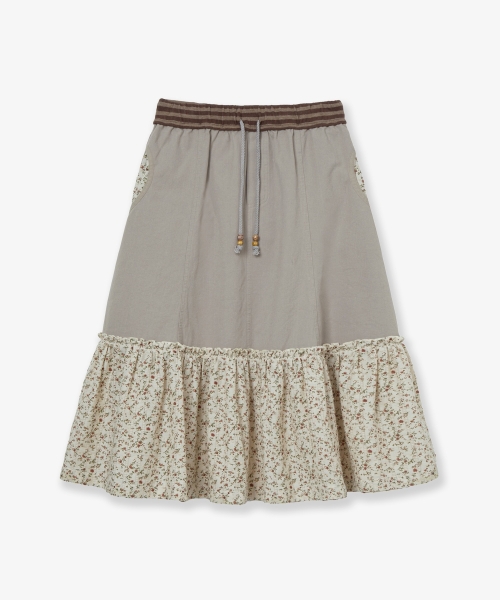 FLOWER BLOCK SKIRT [GREY]