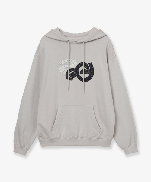 APPLIQUE FLOWER LOGO HOODIE [ASH]