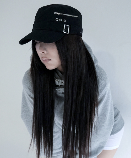BELTED MILITARY CAP (BLACK) F26ZE411