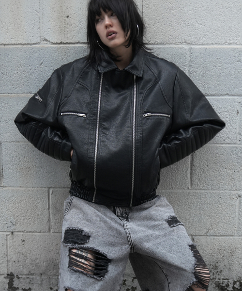 RACER LEATHER JACKET (BLACK) F26ZA507