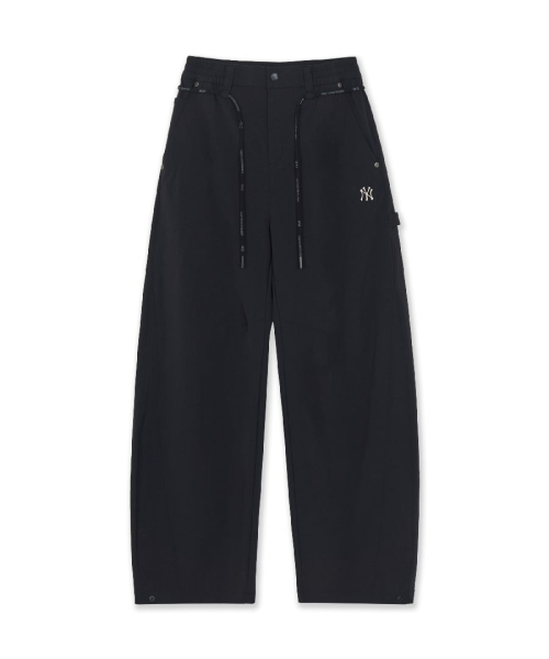 여성 코튼터치 스트링 커브드 와이드 팬츠 NY (Black)