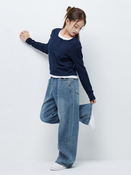 틴즈 여아 스냅 트랜스폼 커브드 데님팬츠_244(14580-155-604-10)