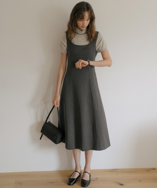 Tailored a-Line dress [TIFA06OP01]_Charcoal