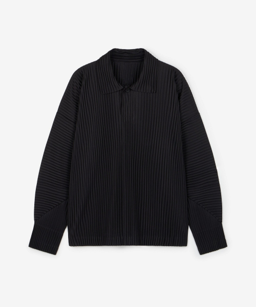 Yoyogi Pleats Collared T-Shirt (Black) TNTS6F103BK