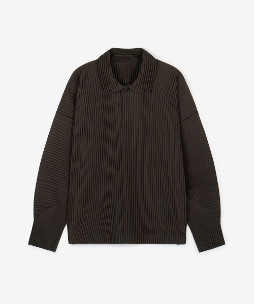 Yoyogi Pleats Collared T-Shirt (Brown) TNTS6F103W2