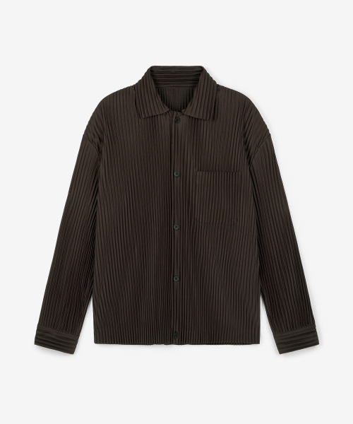 Yoyogi Pleats Overshirt (Brown) TNSH6F107W2