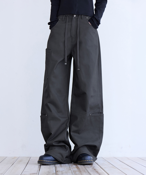 String Cargo Chino Pants, CHARCOAL