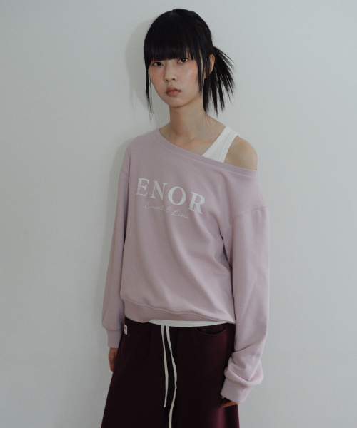 [CORE] OFF-SHOULDER LOGO SWEATSHIRT - PINK
