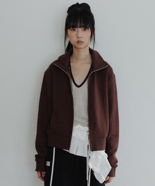 [CORE] HIGH NECK TWO-WAY ZIP-UP - BROWN