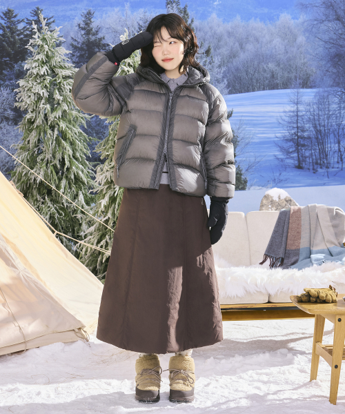 노르디스크 패딩 벌룬 스커트 - W_Dark Brown_OWW26Q02E8