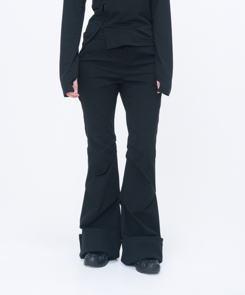 Big folding bootscut pants BLACK