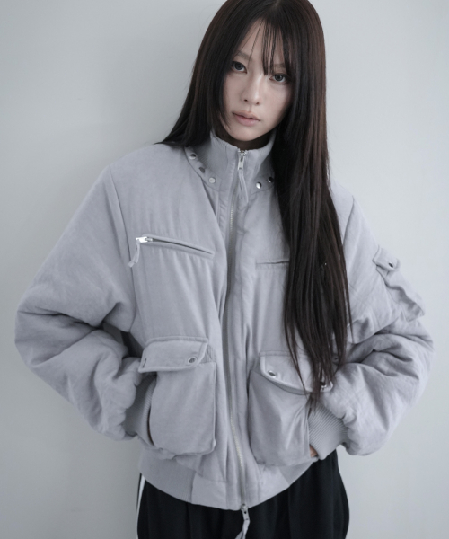 하이넥 빈티지 퀄팅 자켓 (GRAY) F26ZA502