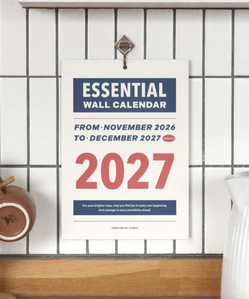 2027 Essential Wall Calendar A4