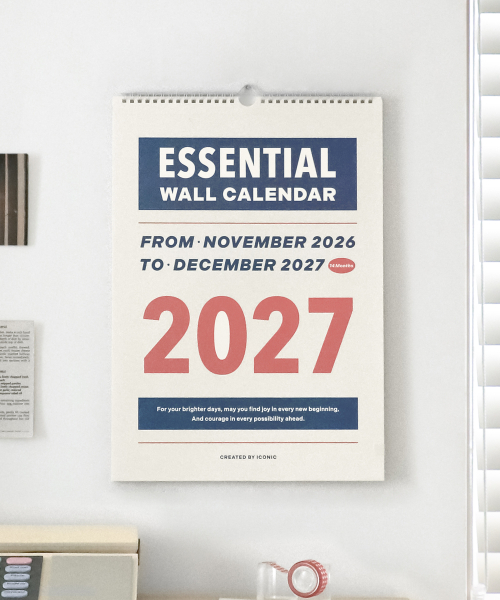 2027 Essential Wall Calendar A3