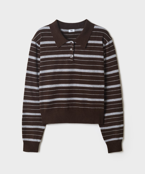 [Soft Yarn] Collar Neck Striped Knit_SPKWG49G03