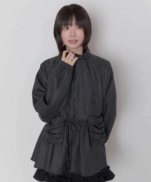Shirred Pocket Jacket [Charcoal]
