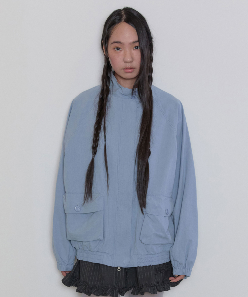Washed Raglan Blouson [Blue]