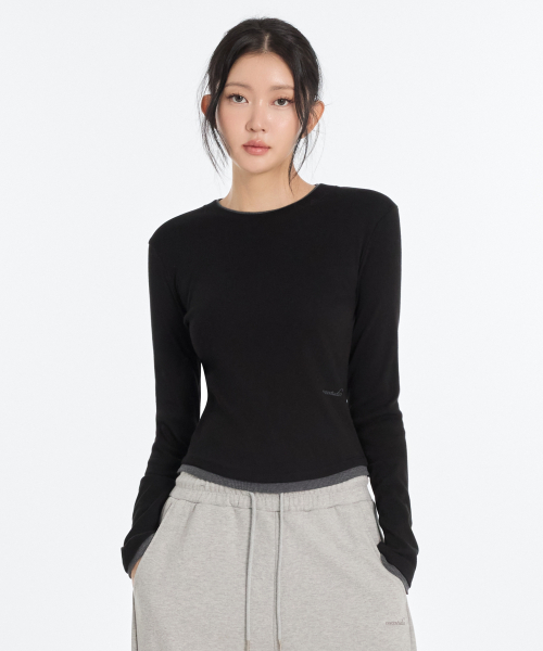 W Basic Ribbed Crop V-Neck Knit (2 Colors)