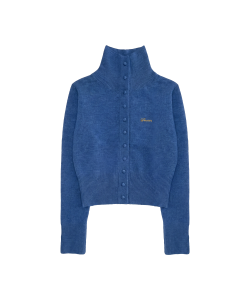 Maren High-Neck Knit Cardigan_Blue