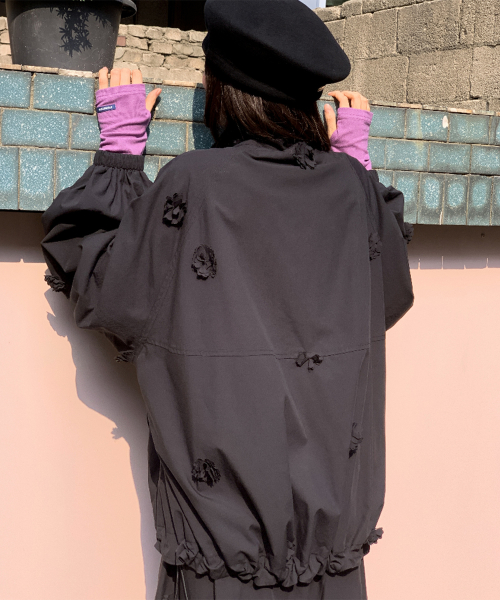 MINI FLOWER WINDBREAKER BLACK