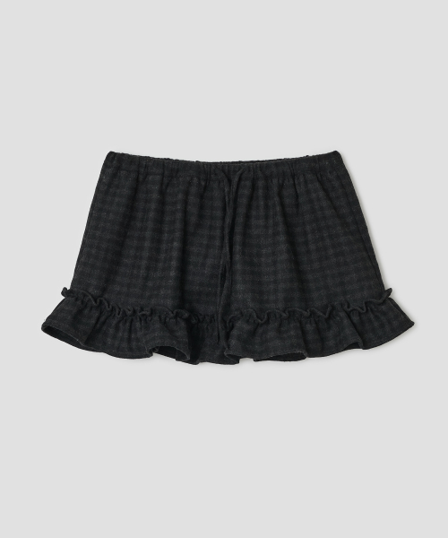 Wool Ruffle Mini Skirt [Black]