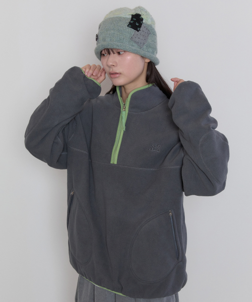 Half Zip Fleece Pullover [Charcoal]