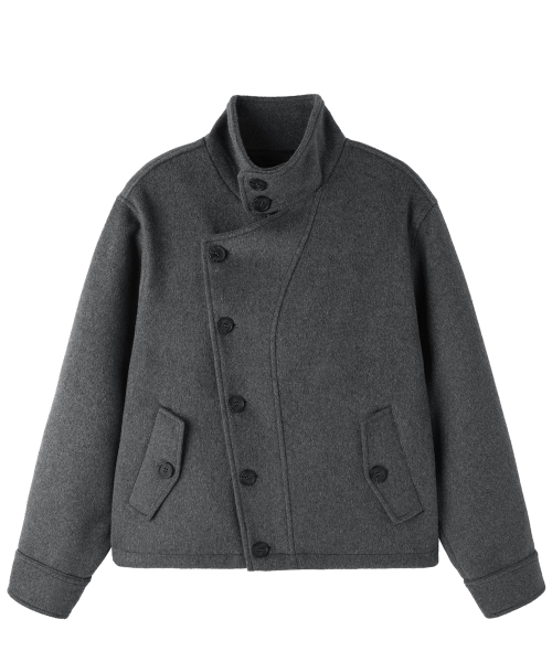 WRAP SHORT COAT - GREY