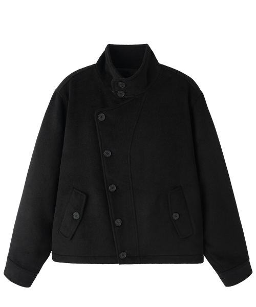 WRAP SHORT COAT - BLACK