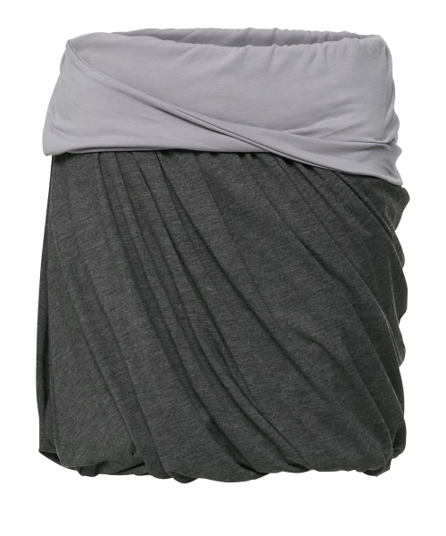 Layered Drape Midi Skirt (FL-276_Charcoal)