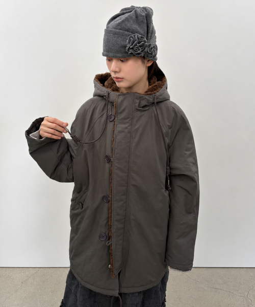 Fur Trim Padded Jacket [Charcoal]