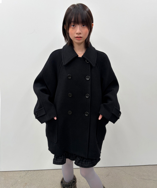 Raglan Double Breasted Coat [Black]