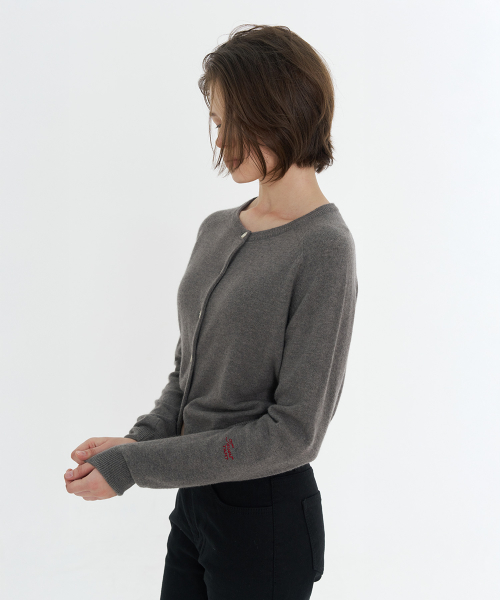 Tivern Wool Knit Cardigan - Charcoal